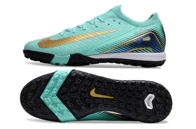 Nike Air Zoom Mercurial Vapor 16 Elite TF Low-Tops Football Shoes - Jade/Gold/Blue