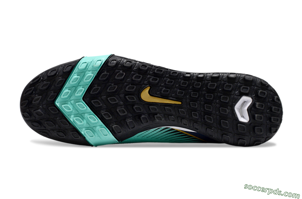 Nike Air Zoom Mercurial Vapor 16 Elite TF Low-Tops Football Shoes - Jade/Gold/Blue 6