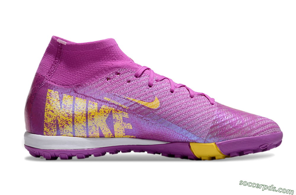 Nike Air Zoom Mercurial Superfly 10 Elite TF High-Tops Football Shoes - Purple/Yellow/White 7
