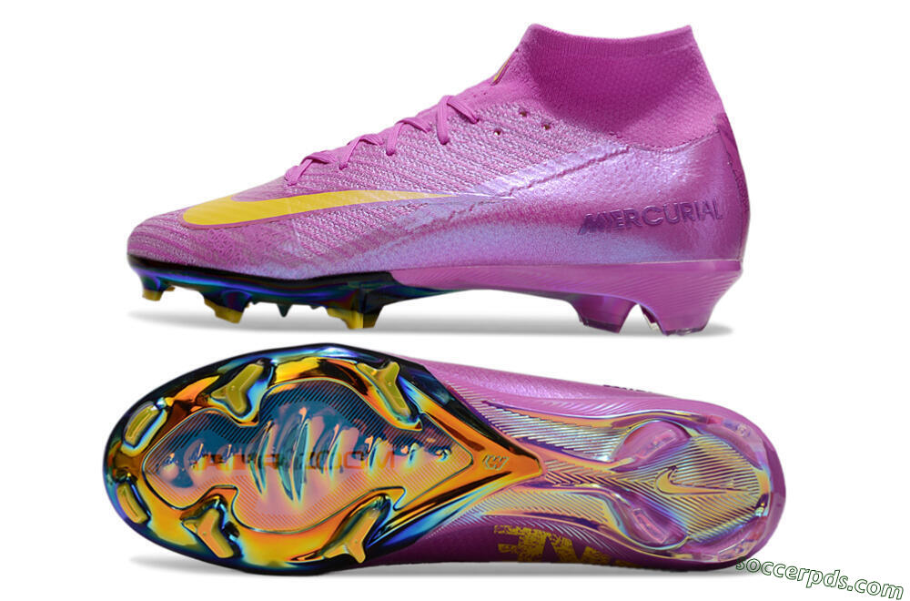 Nike Air Zoom Mercurial Superfly 10 Elite FG High-Tops Football Boots - Purple/Yellow/Gold 0
