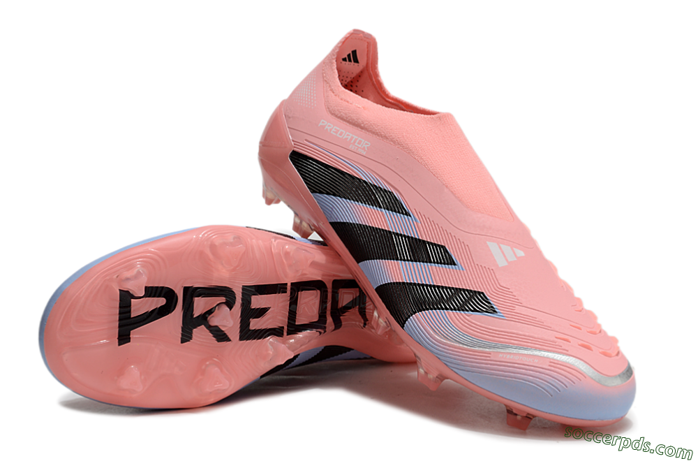 Adidas Predator Laceless Elite 25 FG Low-Tops Football Boots - Pink/Blue/Black 3