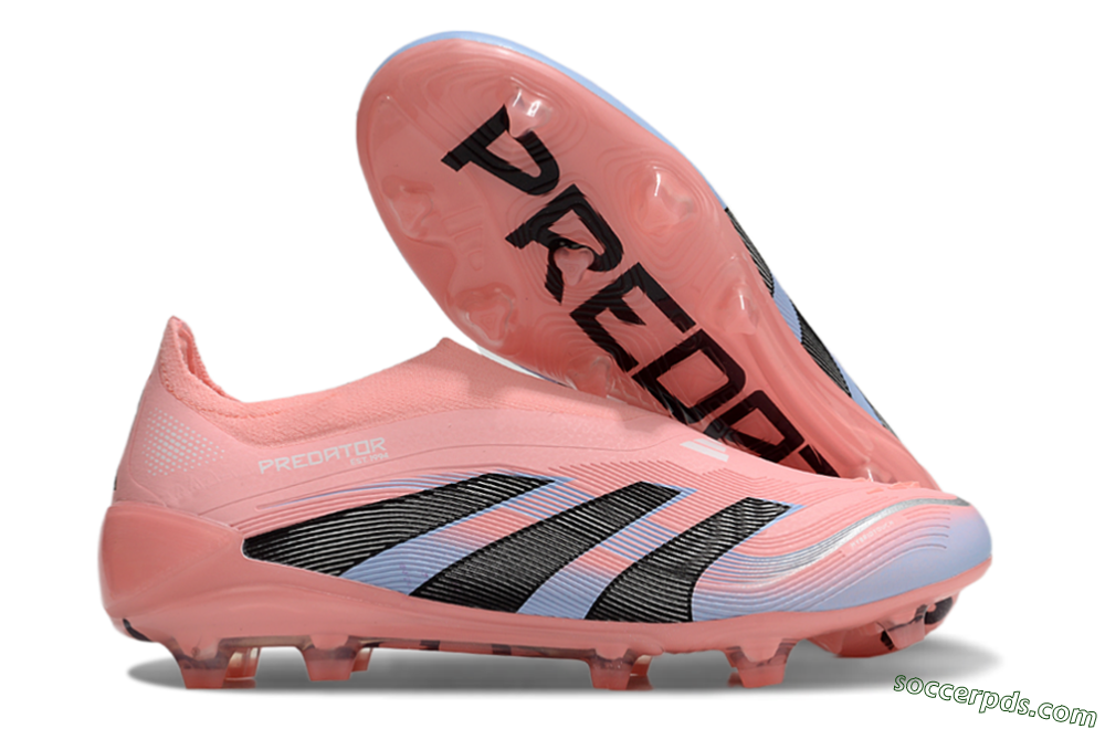 Adidas Predator Laceless Elite 25 FG Low-Tops Football Boots - Pink/Blue/Black 1