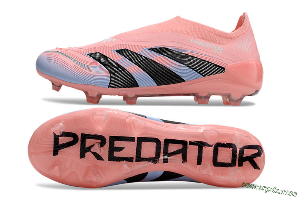 Adidas Predator Laceless Elite 25 FG Low-Tops Football Boots - Pink/Blue/Black 0