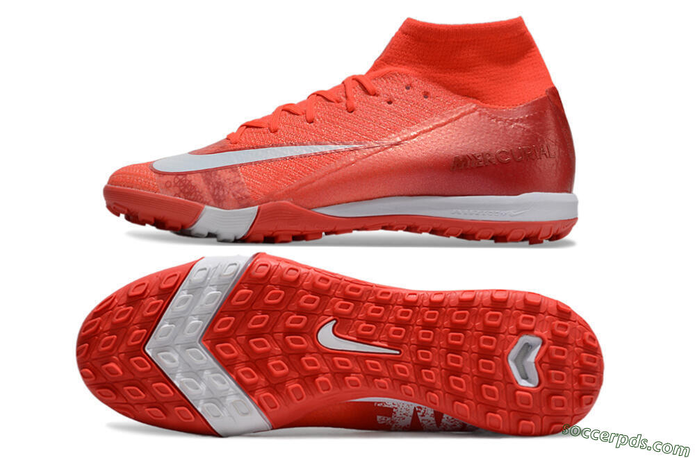 Nike Air Zoom Mercurial Superfly 10 Elite TF High-Tops Football Shoes - Red/White 0