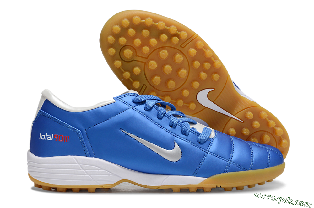 Nike Total 90 II TF Low-Tops Football Shoes - Blue/White/Brown 1