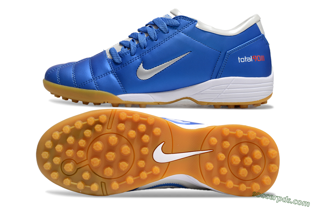 Nike Total 90 II TF Low-Tops Football Shoes - Blue/White/Brown 0