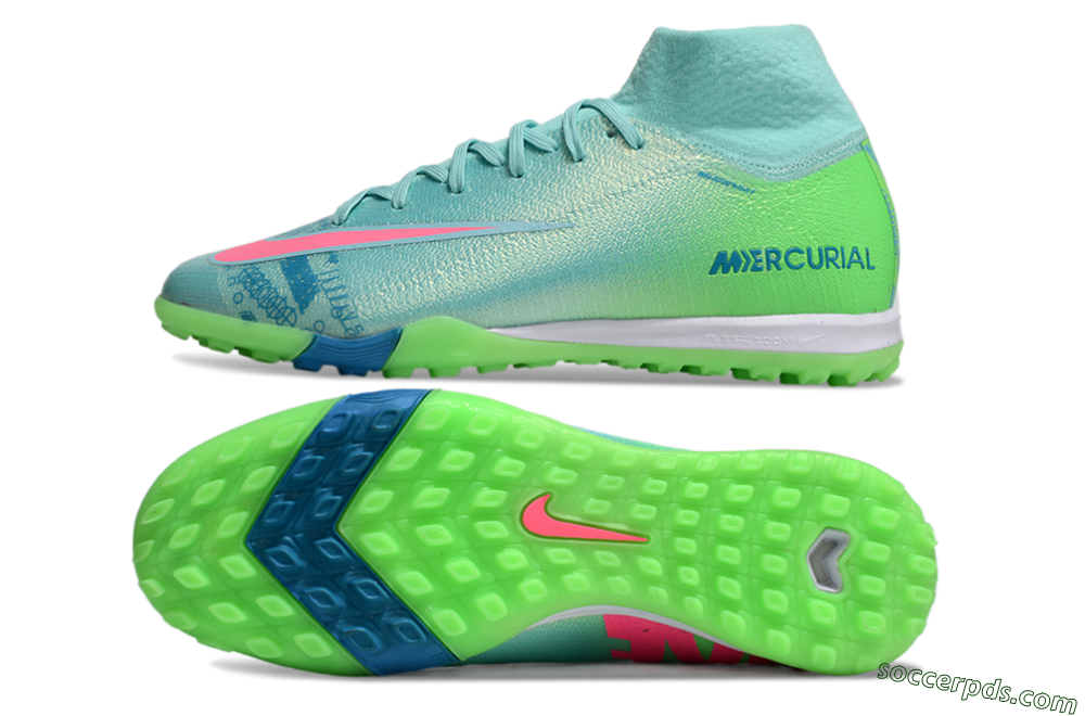 Nike Air Zoom Mercurial Superfly 10 Elite TF High-Tops Football Shoes - Jade/Pink/White 0