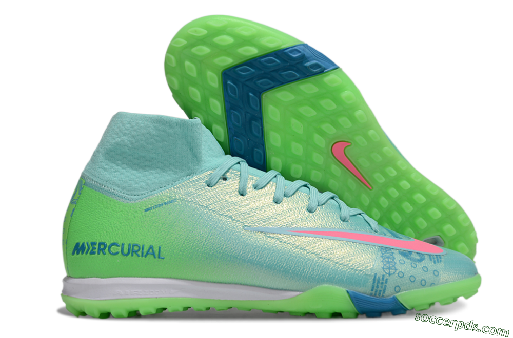 Nike Air Zoom Mercurial Superfly 10 Elite TF High-Tops Football Shoes - Jade/Pink/White 1
