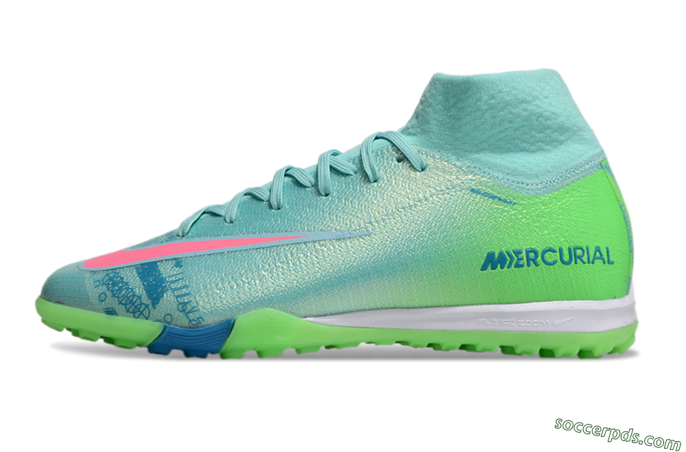Nike Air Zoom Mercurial Superfly 10 Elite TF High-Tops Football Shoes - Jade/Pink/White 2