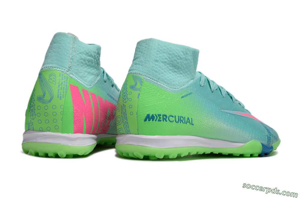 Nike Air Zoom Mercurial Superfly 10 Elite TF High-Tops Football Shoes - Jade/Pink/White 6