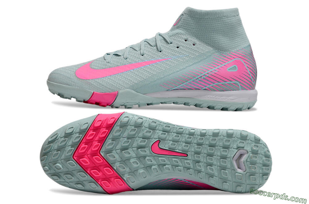 Nike Air Zoom Mercurial Superfly 10 Elite TF High-Tops Football Shoes - Jade/Pink/White 7