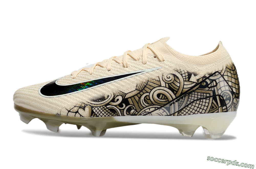 Nike Air Zoom Mercurial Vapor 16 Elite FG Low-Tops Football Boots - Beige/Black/White 2