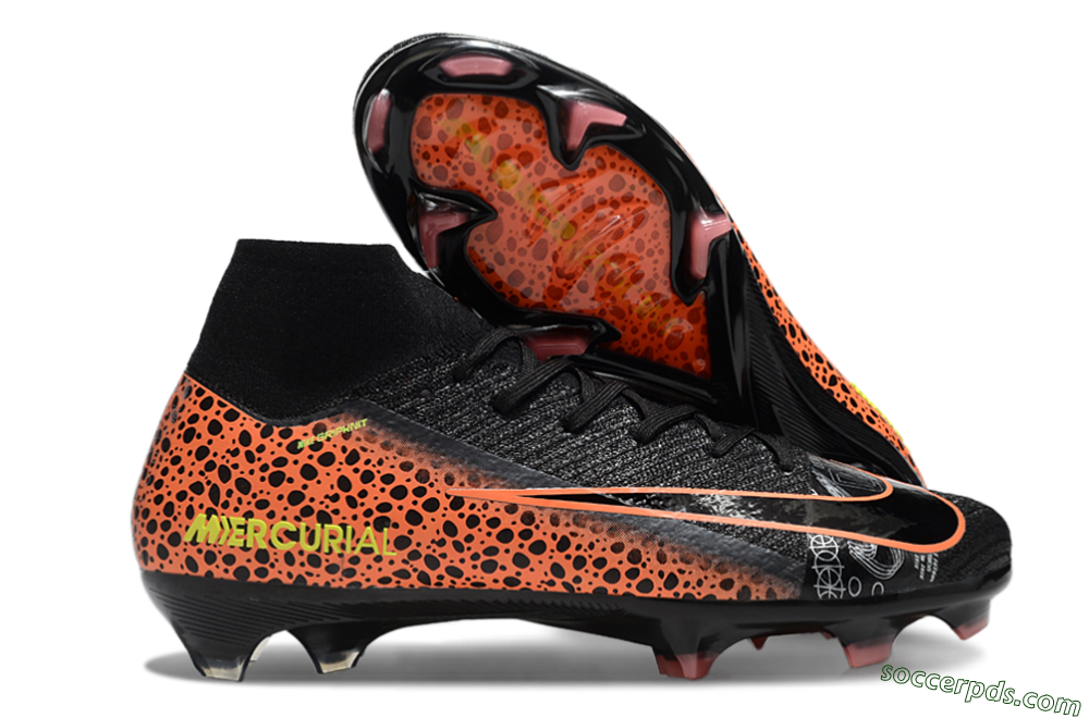 Nike Air Zoom Mercurial Superfly 10 Elite FG High-Tops Football Boots - Black/Orange/Leopard 1