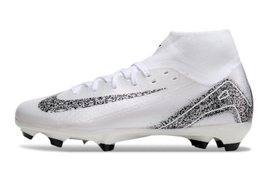 Nike Air Zoom Mercurial Superfly 10 Elite FG High-Tops Football Boots - White/Black
