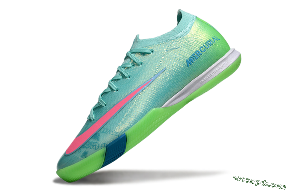 Nike Air Zoom Mercurial Vapor 16 Elite IC Low-Tops Football Shoes - Jade/Pink/Yellow 5