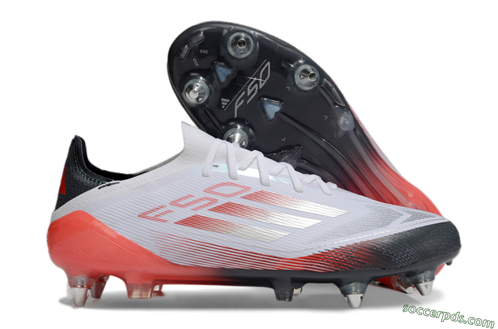Adidas F50 Elite SG Low-Tops Football Boots - White/Silver/Red/Black 1