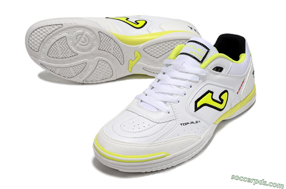 Joma Top Flex IC Low-Tops Football Shoes - White/Black/Yellow 3