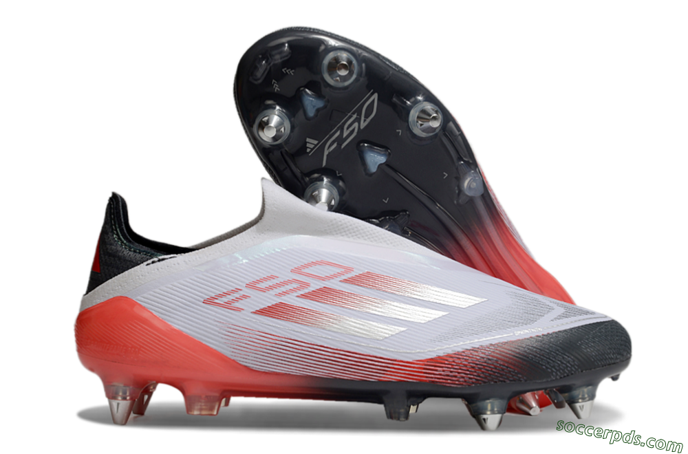 Adidas F50 Elite Laceless SG Low-Tops Football Boots - White/Silver/Red/Black 1