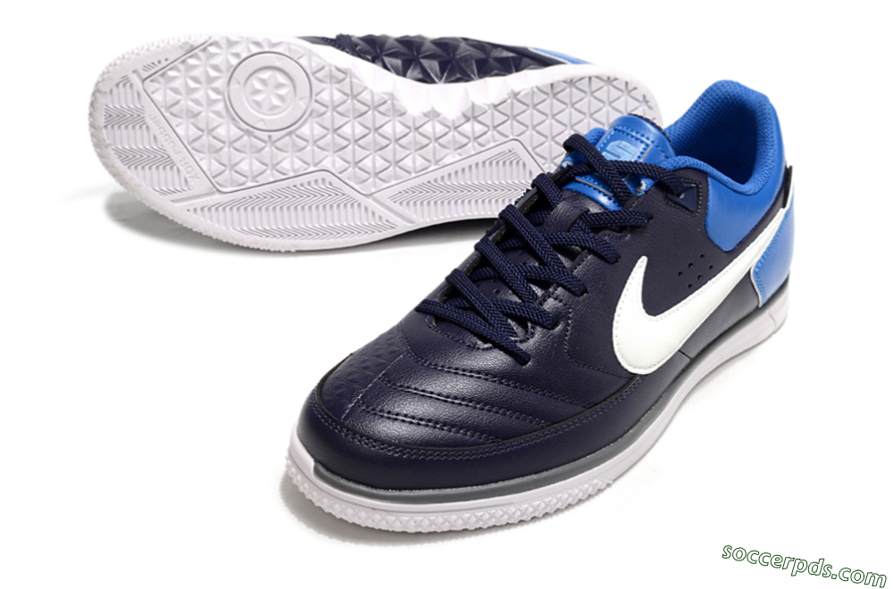 Nike Street Gato IC Low-Tops Football Shoes - Black/White/Blue 3