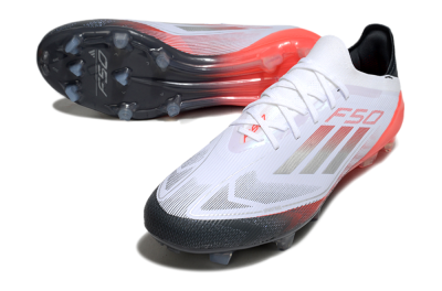 Adidas F50 Elite FG Low-Tops Football Boots - White/Silver/Red/Black