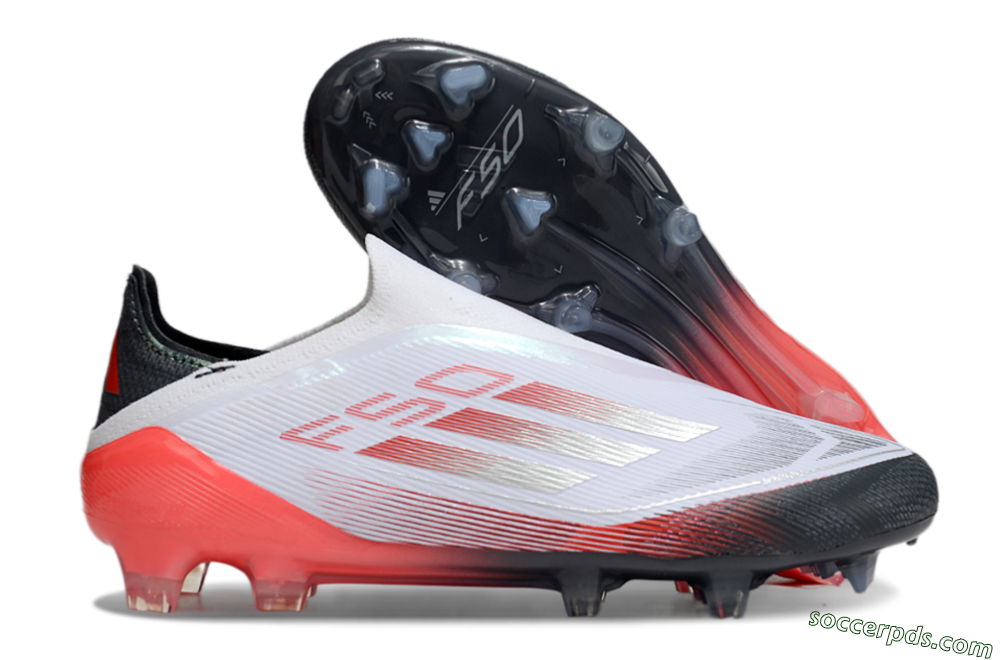Adidas F50 Elite Laceless FG Low-Tops Football Boots - White/Silver/Red/Black 1