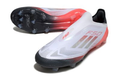 Adidas F50 Elite Laceless FG Low-Tops Football Boots - White/Silver/Red/Black
