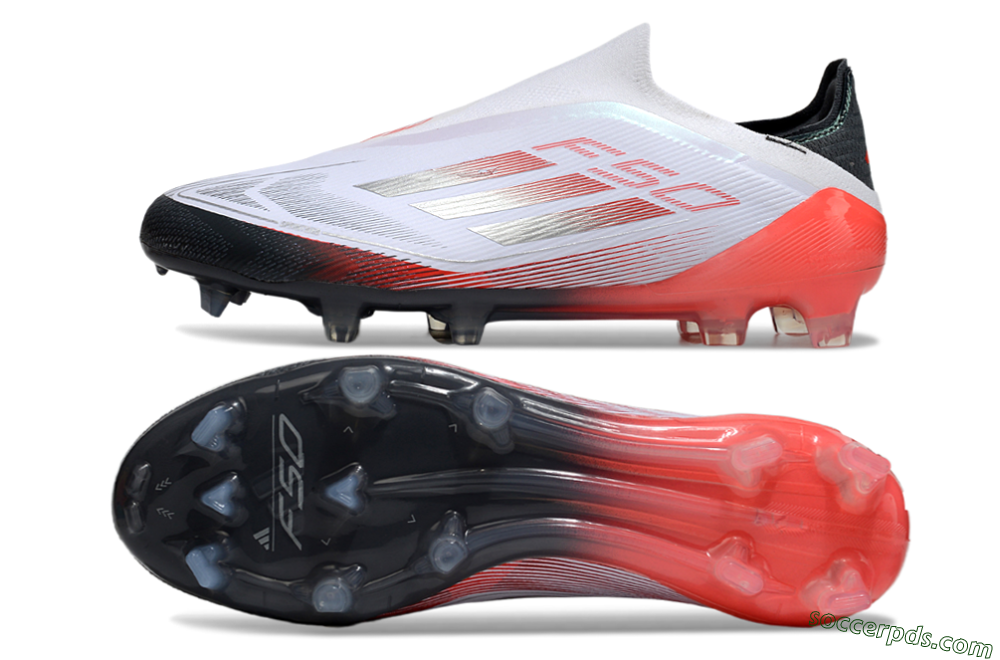 Adidas F50 Elite Laceless FG Low-Tops Football Boots - White/Silver/Red/Black 0