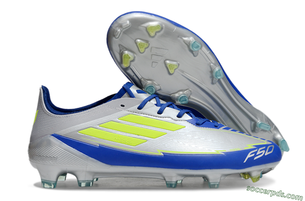Adidas F50 Elite FG Low-Tops Football Boots - Silver/Yellow/Blue 1