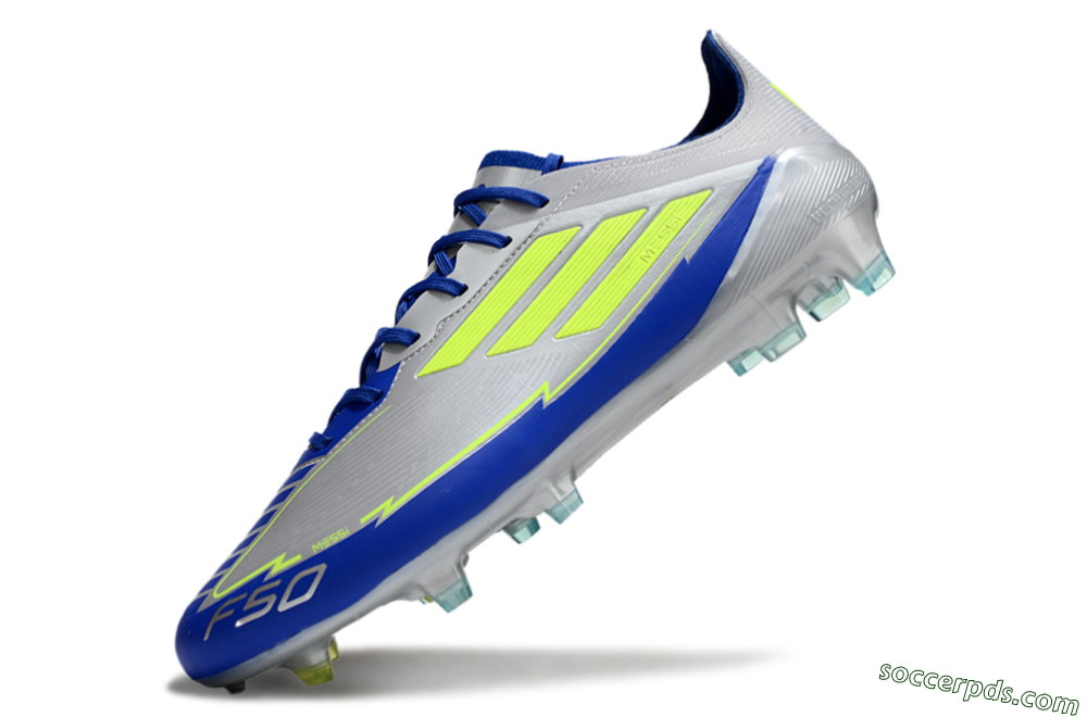 Adidas F50 Elite FG Low-Tops Football Boots - Silver/Yellow/Blue 5