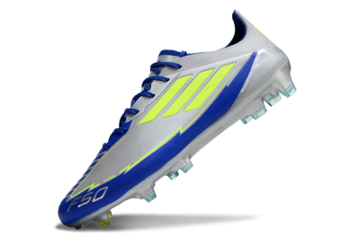 Adidas F50 Elite FG Low-Tops Football Boots - Silver/Yellow/Blue