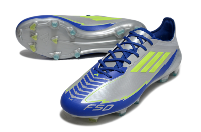 Adidas F50 Elite FG Low-Tops Football Boots - Silver/Yellow/Blue