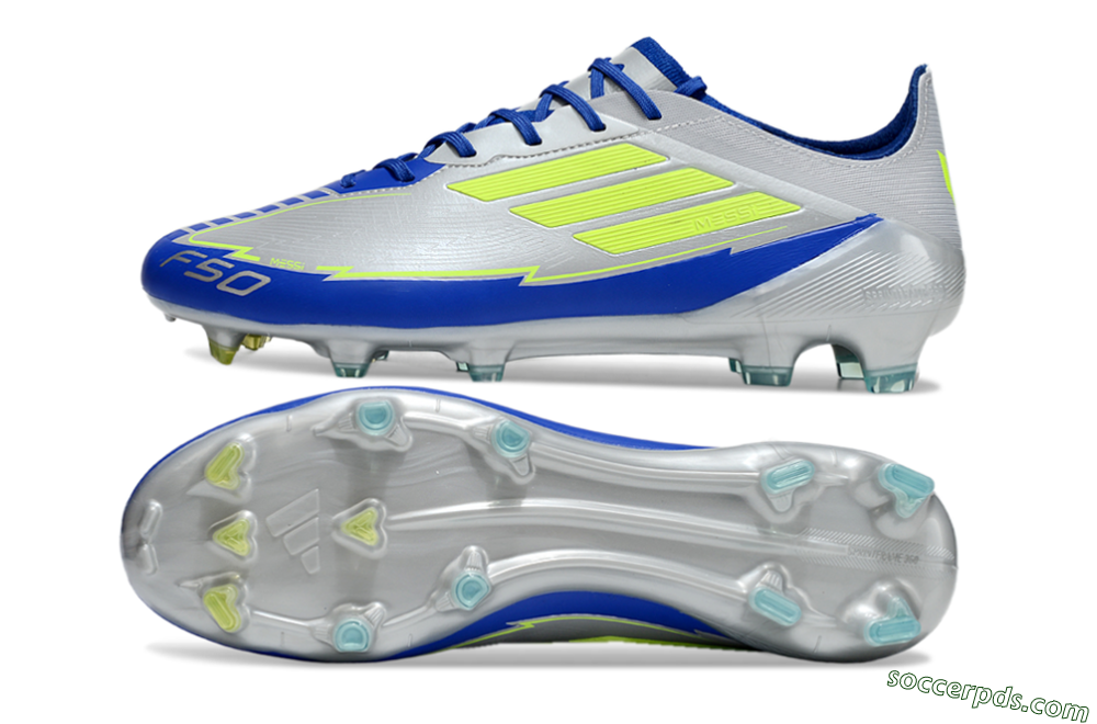 Adidas F50 Elite FG Low-Tops Football Boots - Silver/Yellow/Blue 0