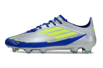 Adidas F50 Elite FG Low-Tops Football Boots - Silver/Yellow/Blue
