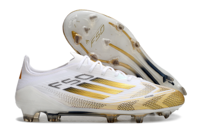 Adidas F50 Elite FG Low-Tops Football Boots - White/Gold/Black