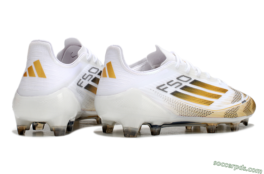 Adidas F50 Elite FG Low-Tops Football Boots - White/Gold/Black 6