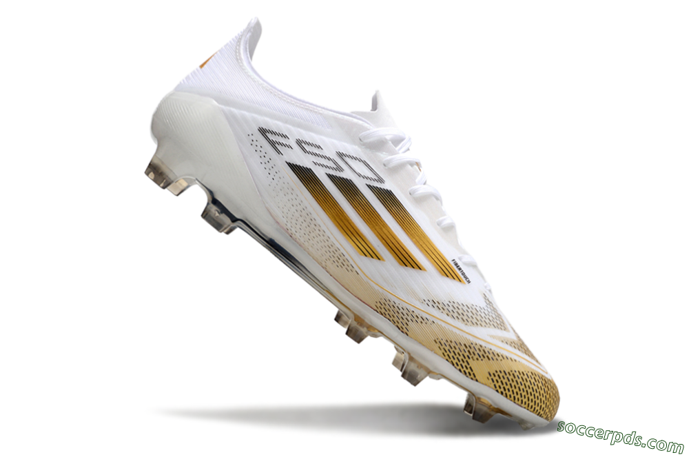 Adidas F50 Elite FG Low-Tops Football Boots - White/Gold/Black 4