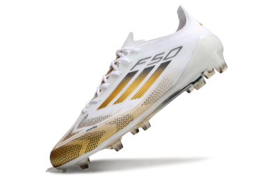 Adidas F50 Elite FG Low-Tops Football Boots - White/Gold/Black