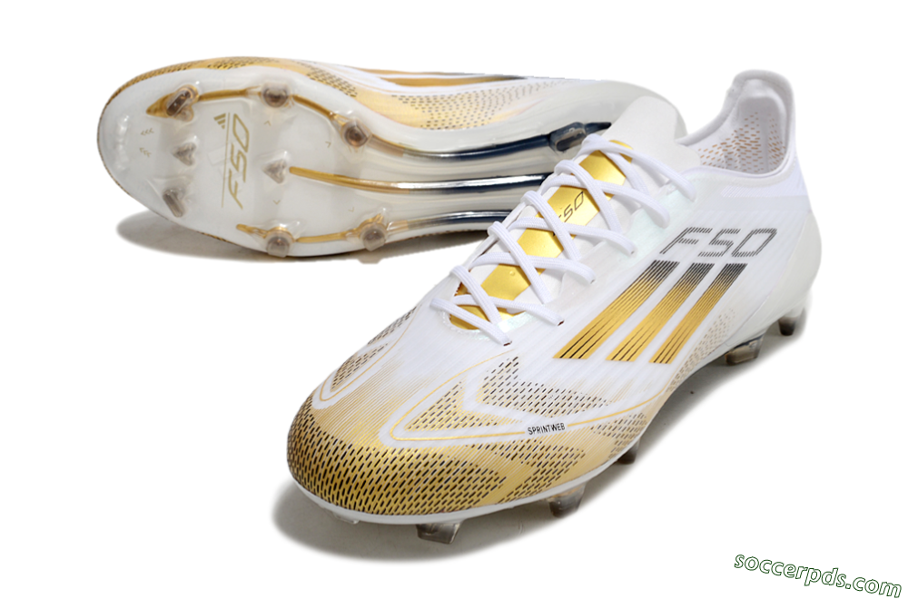 Adidas F50 Elite FG Low-Tops Football Boots - White/Gold/Black 3