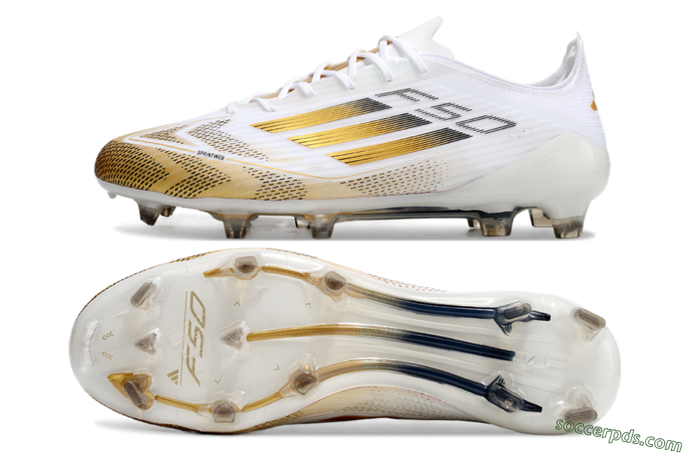 Adidas F50 Elite FG Low-Tops Football Boots - White/Gold/Black 0