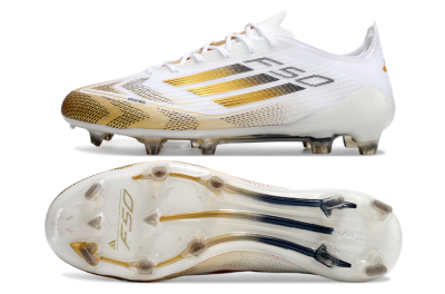 Adidas F50 Elite FG Low-Tops Football Boots - White/Gold/Black