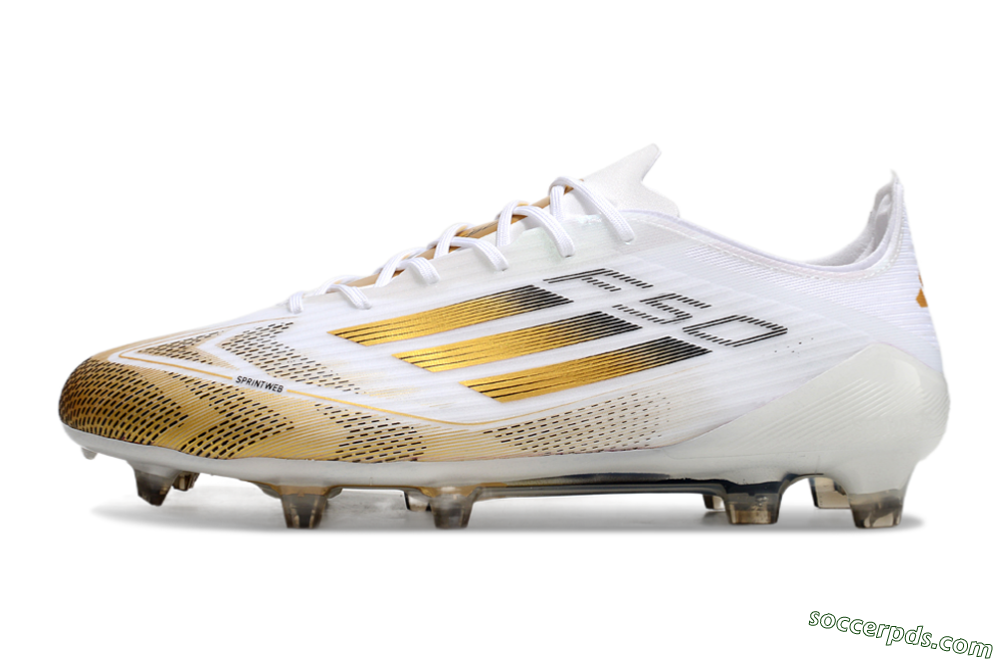 Adidas F50 Elite FG Low-Tops Football Boots - White/Gold/Black 2