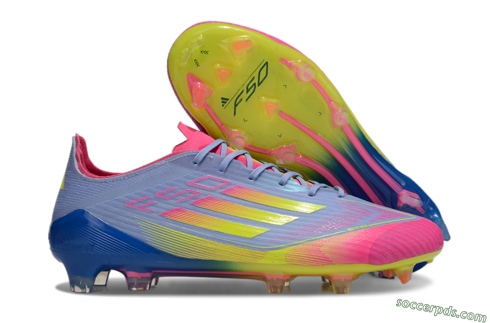 Adidas F50 Elite FG Low-Tops Football Boots - Blue/Pink/Yellow 1
