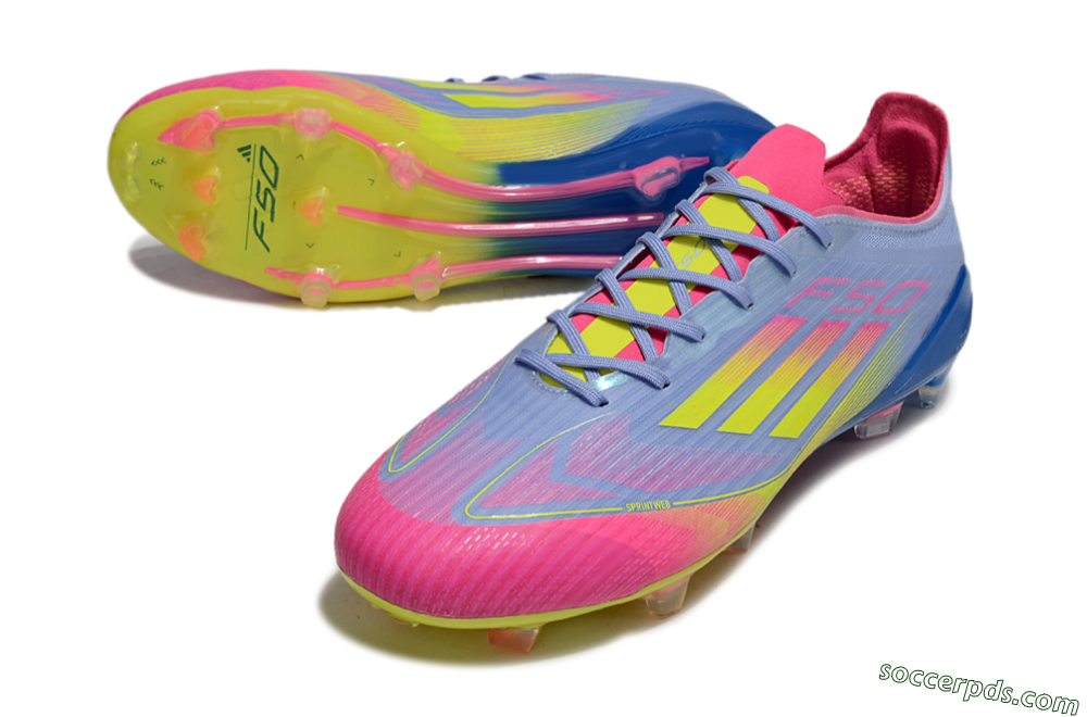 Adidas F50 Elite FG Low-Tops Football Boots - Blue/Pink/Yellow 3