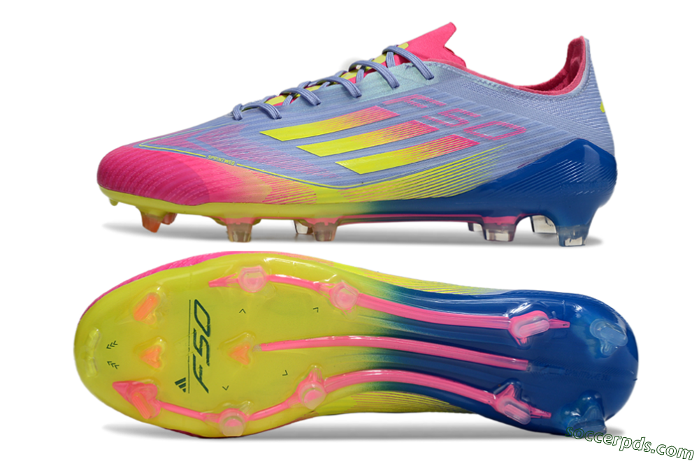 Adidas F50 Elite FG Low-Tops Football Boots - Blue/Pink/Yellow 0