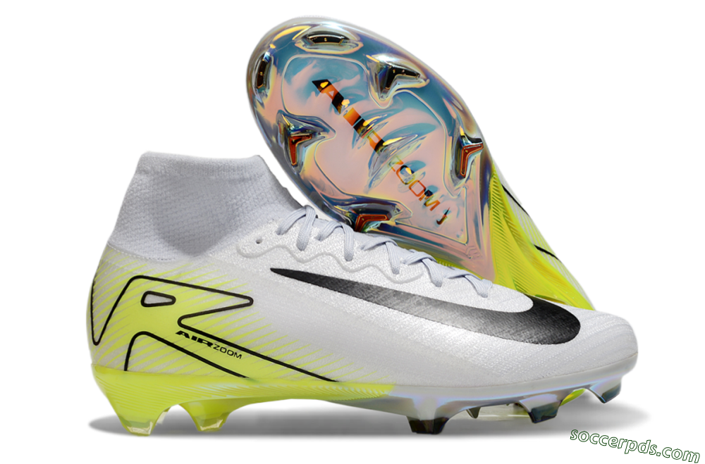 Nike Air Zoom Mercurial Superfly 10 Elite FG High-Tops Football Boots - White/Black/Yellow 1