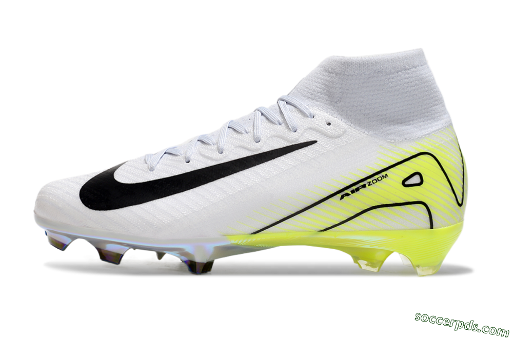 Nike Air Zoom Mercurial Superfly 10 Elite FG High-Tops Football Boots - White/Black/Yellow 2