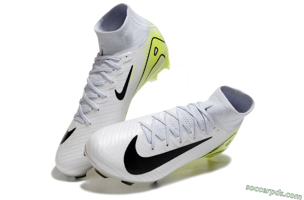 Nike Air Zoom Mercurial Superfly 10 Elite FG High-Tops Football Boots - White/Black/Yellow 3