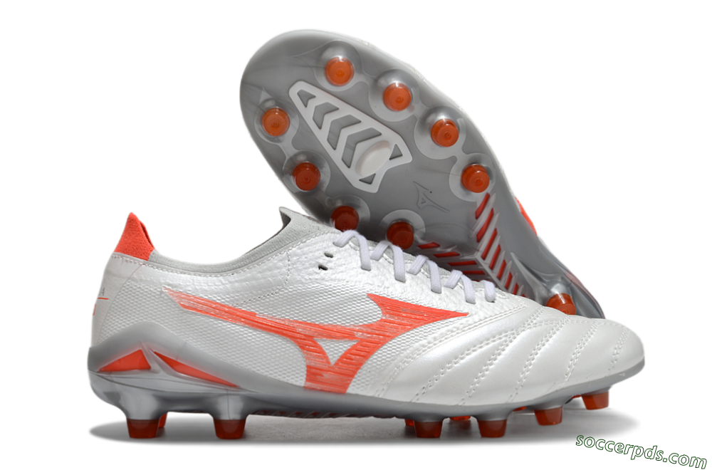 Mizuno Morelia Neo 4 Bate FG Low-Tops Football Boots - White/Red/Grey 1