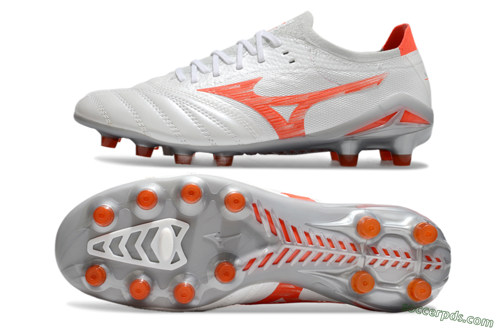 Mizuno Morelia Neo 4 Bate FG Low-Tops Football Boots - White/Red/Grey 0