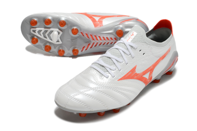 Mizuno Morelia Neo 4 Bate FG Low-Tops Football Boots - White/Red/Grey